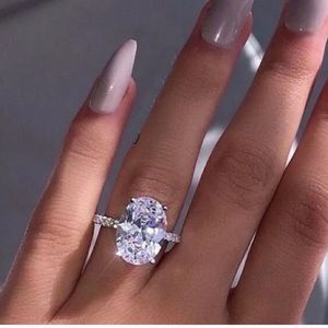 5 carat oval cut simulated diamond engagement ring